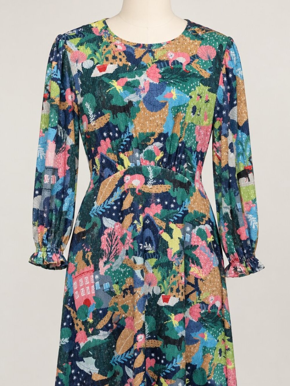 Vilagallo Sequined Whimsical Novelty Castle Print Maxi Dress EU 42/US 10